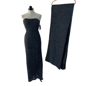 Jessica McClintock Vintage Womens Dress Shawl Size 8 Gray Metallic Deadstock